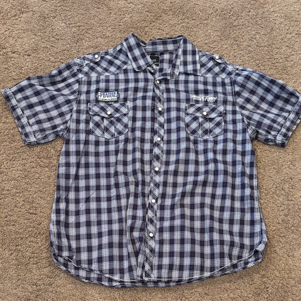 Men's Blue Plaid Short Sleeve Shirt